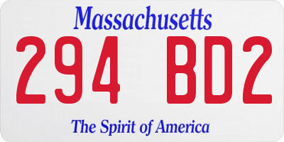 MA license plate 294BD2
