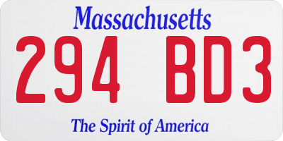 MA license plate 294BD3