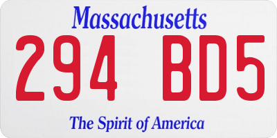 MA license plate 294BD5