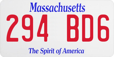 MA license plate 294BD6
