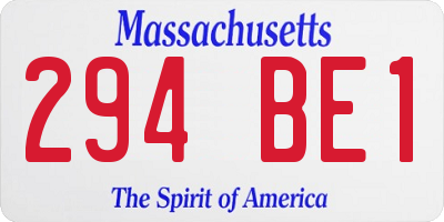 MA license plate 294BE1