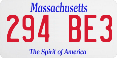 MA license plate 294BE3