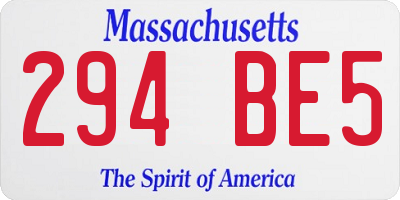 MA license plate 294BE5