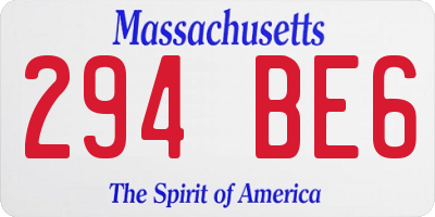 MA license plate 294BE6