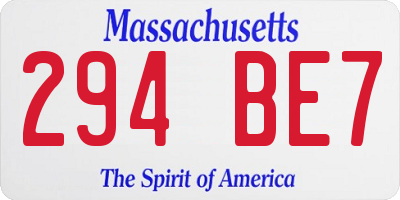 MA license plate 294BE7