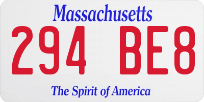 MA license plate 294BE8