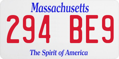 MA license plate 294BE9