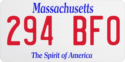 MA license plate 294BF0