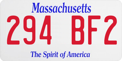 MA license plate 294BF2