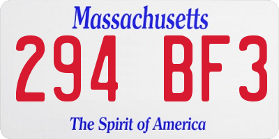 MA license plate 294BF3