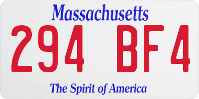 MA license plate 294BF4