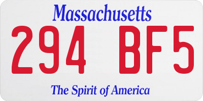 MA license plate 294BF5