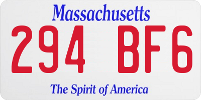 MA license plate 294BF6