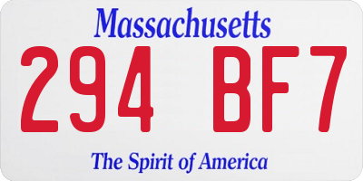 MA license plate 294BF7
