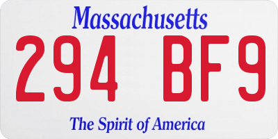 MA license plate 294BF9