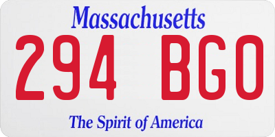 MA license plate 294BG0
