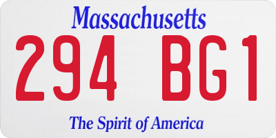 MA license plate 294BG1