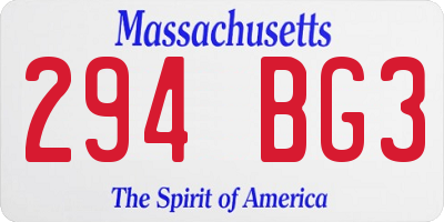 MA license plate 294BG3