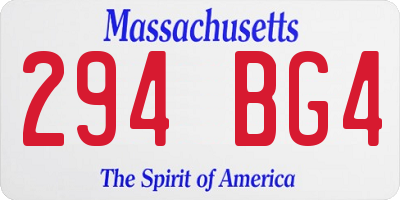 MA license plate 294BG4