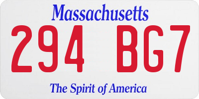 MA license plate 294BG7