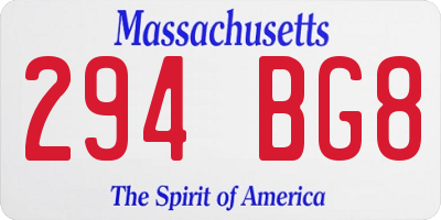 MA license plate 294BG8