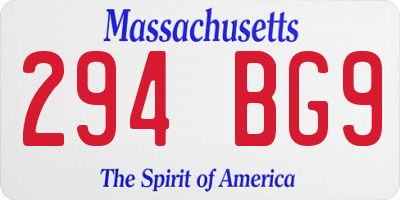 MA license plate 294BG9