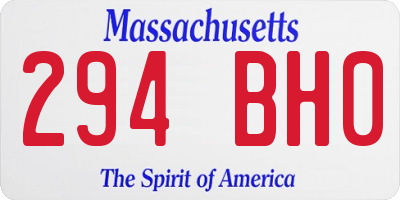 MA license plate 294BH0