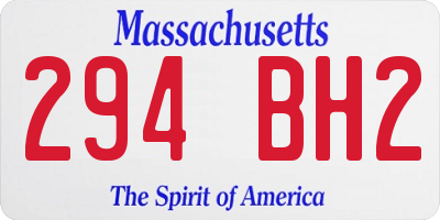 MA license plate 294BH2