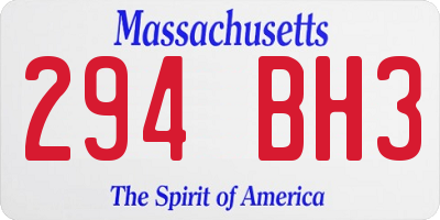 MA license plate 294BH3
