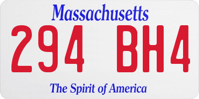 MA license plate 294BH4