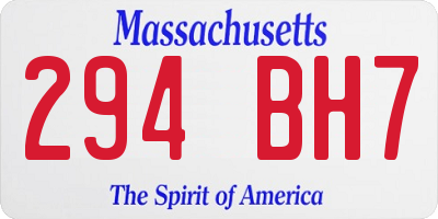 MA license plate 294BH7