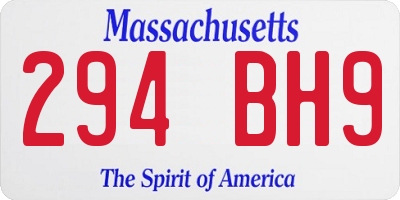 MA license plate 294BH9