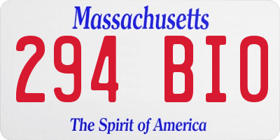 MA license plate 294BI0