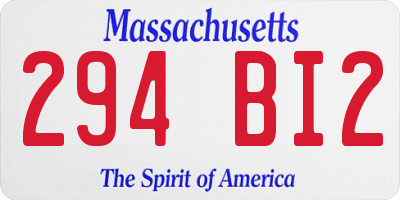 MA license plate 294BI2