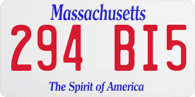MA license plate 294BI5