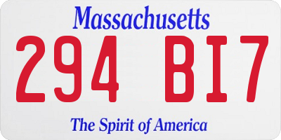 MA license plate 294BI7