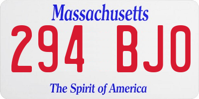 MA license plate 294BJ0
