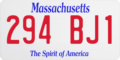 MA license plate 294BJ1