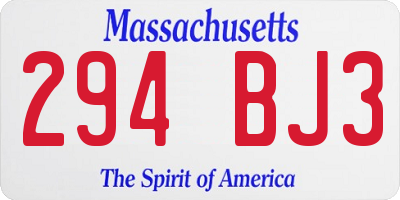 MA license plate 294BJ3