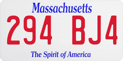 MA license plate 294BJ4