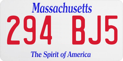 MA license plate 294BJ5