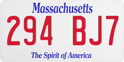 MA license plate 294BJ7
