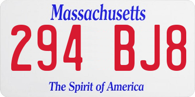 MA license plate 294BJ8