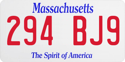 MA license plate 294BJ9