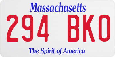 MA license plate 294BK0