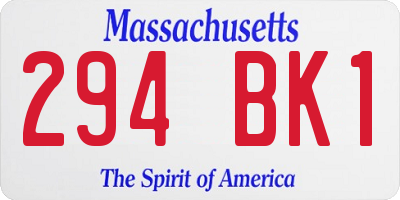 MA license plate 294BK1