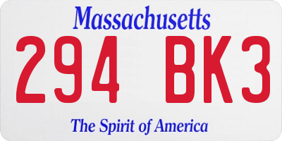 MA license plate 294BK3