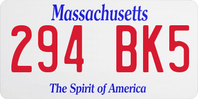 MA license plate 294BK5