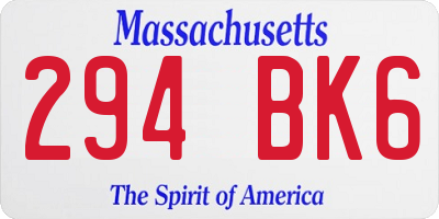 MA license plate 294BK6