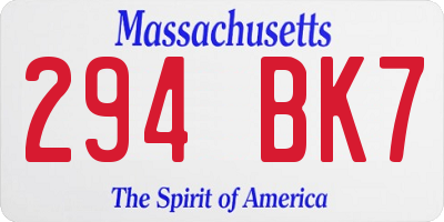 MA license plate 294BK7